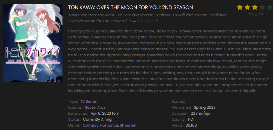 Watch Tonikawa Over The Moon For You 2nd Season online free on 9anime