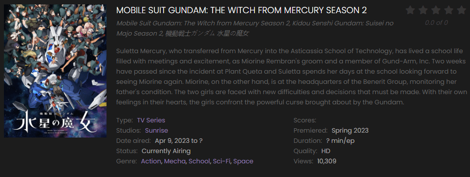 Watch Mobile Suit Gundam The Witch from Mercury Season 2 online free on 9anime