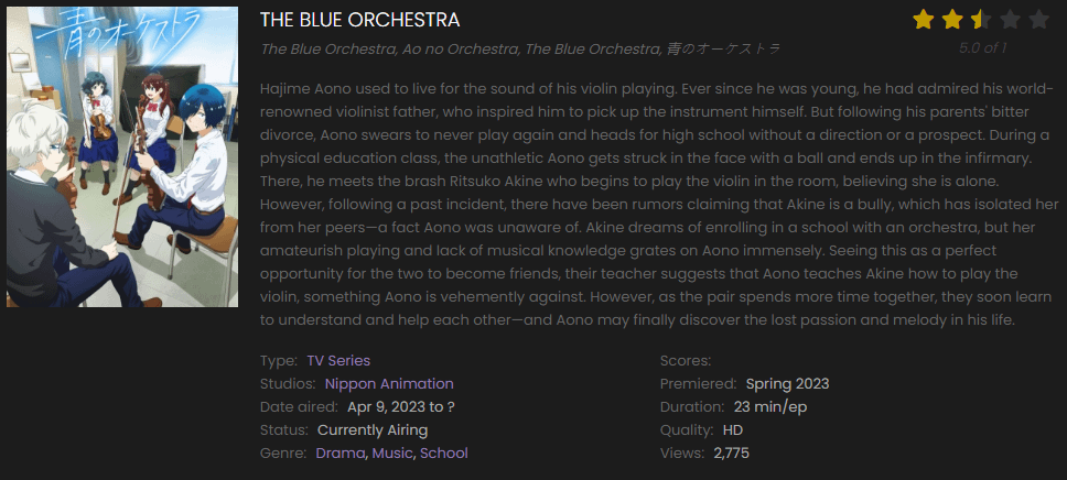 Watch The Blue Orchestra online free on 9anime