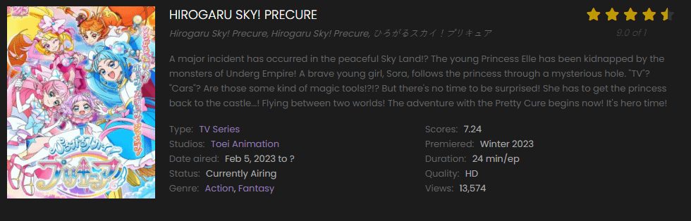 Watch Hirogaru Sky! Precure online free on 9anime